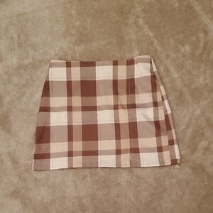Abound Brown and Cream Plaid Mini Skirt